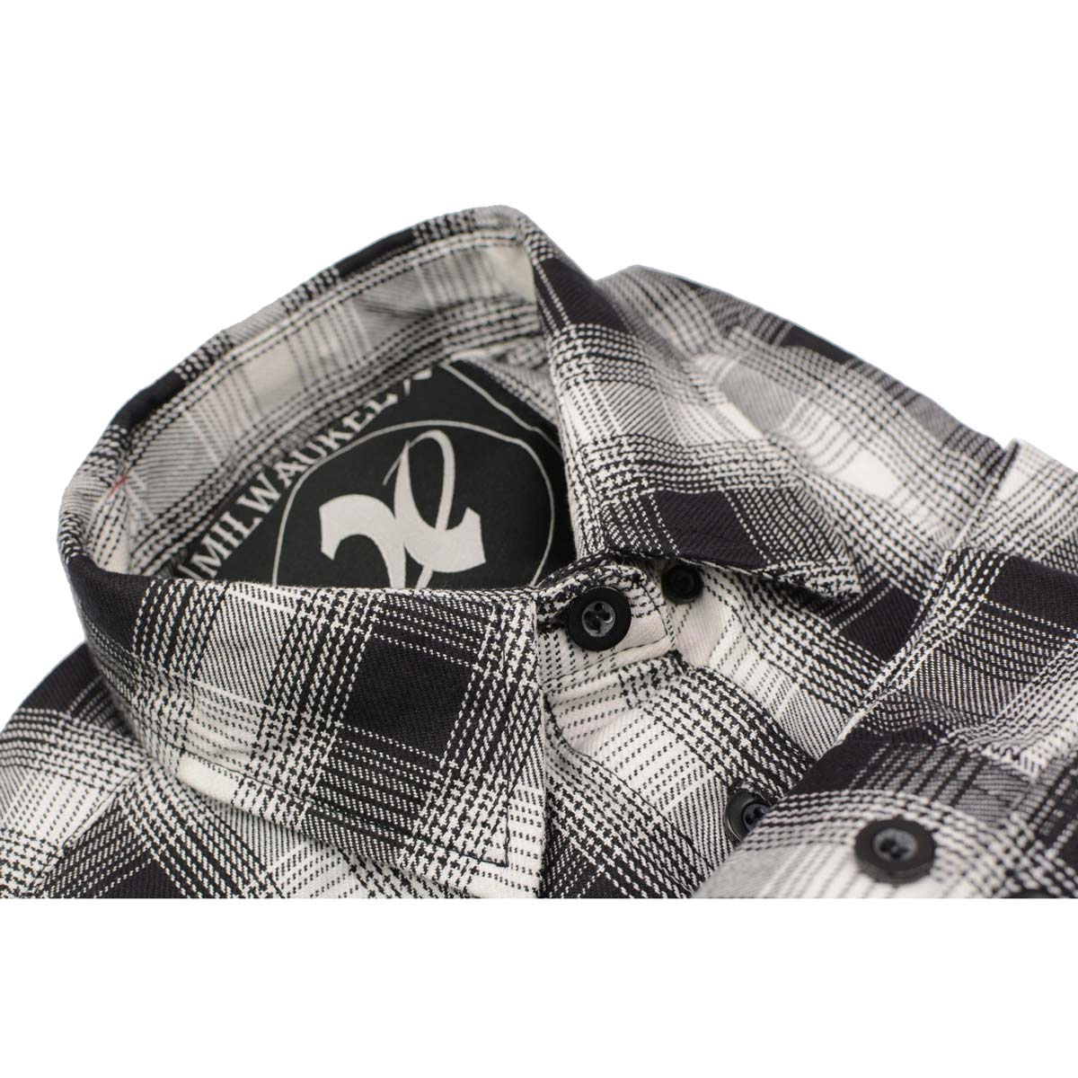 Milwaukee Leather MNG21600 Women's Casual Black and White Long Sleeve Cotton Flannel Shirt - Image 8
