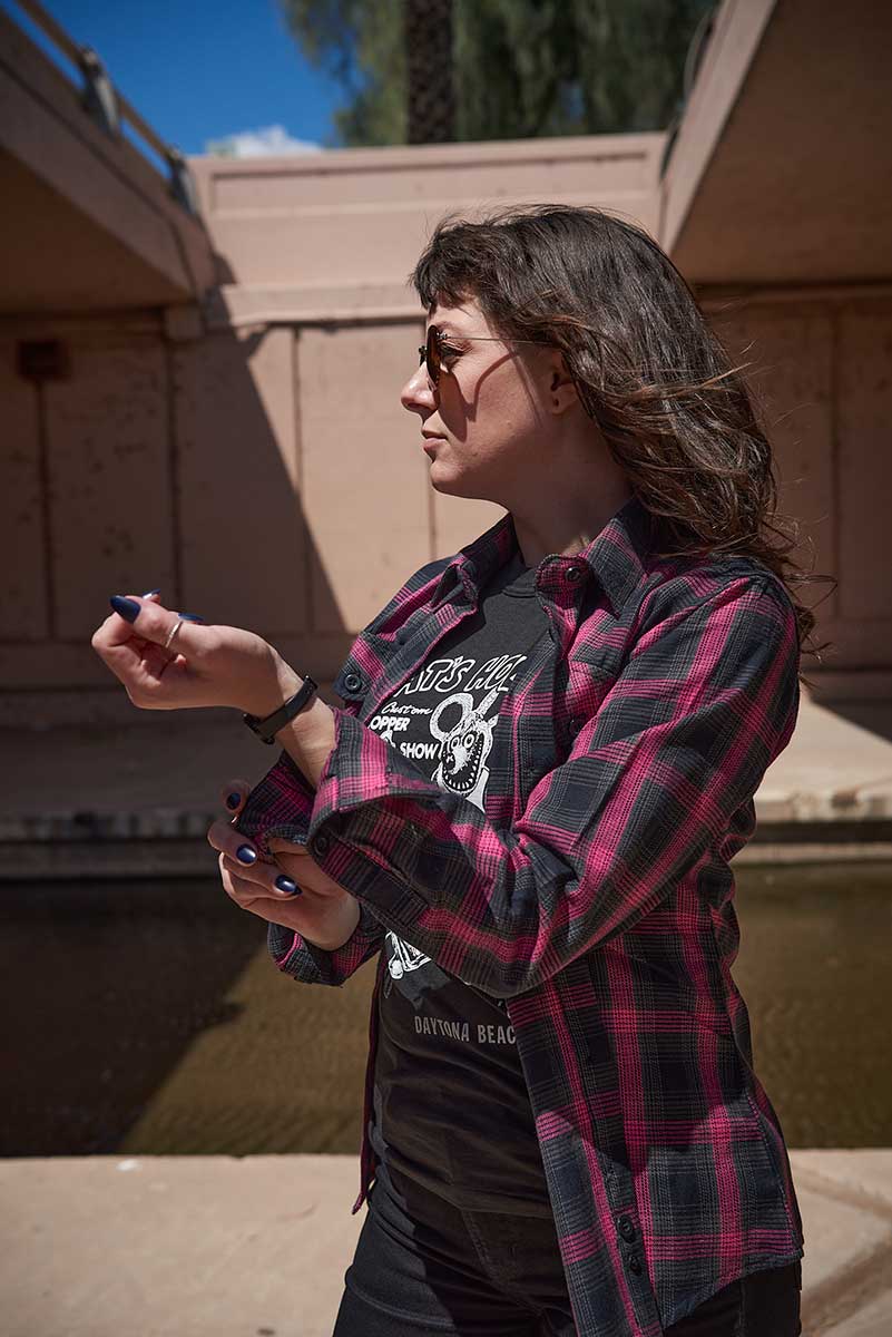 Milwaukee Leather MNG21604 Women's Casual Black with Pink Long Sleeve Casual Cotton Flannel Shirt - Image 10