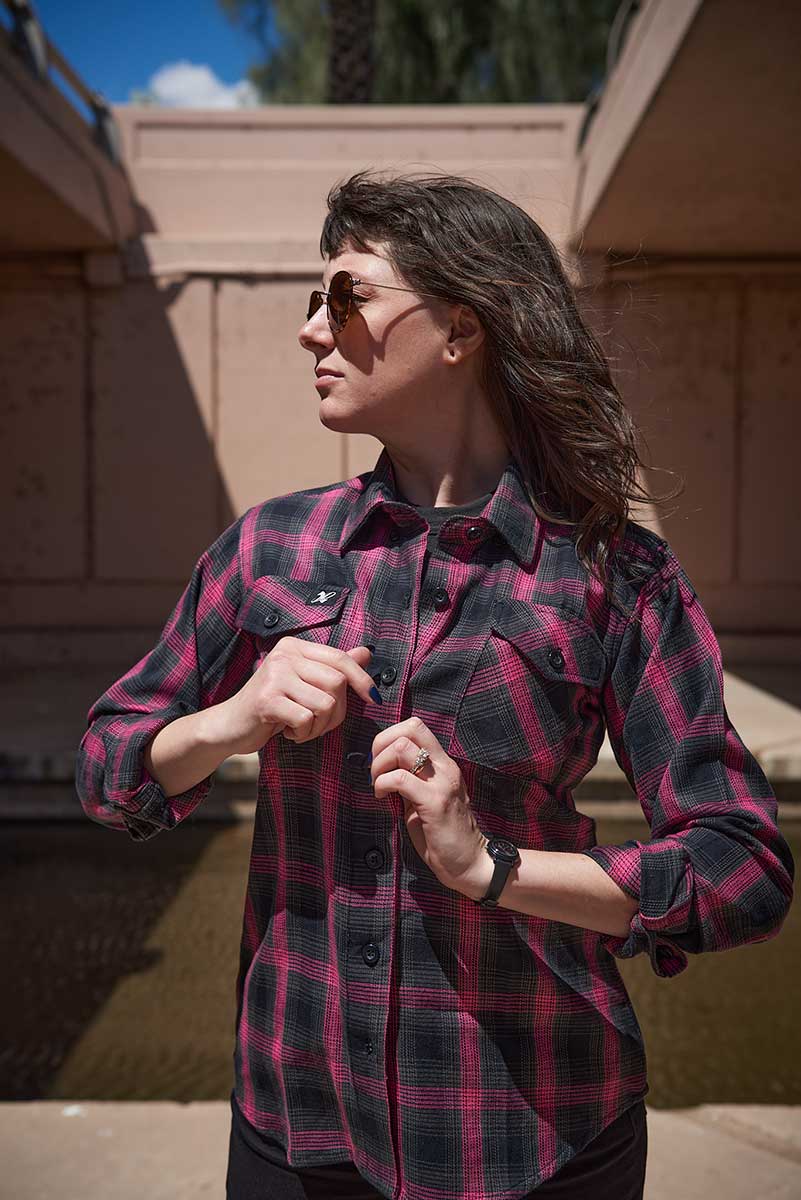Milwaukee Leather MNG21604 Women's Casual Black with Pink Long Sleeve Casual Cotton Flannel Shirt - Image 12