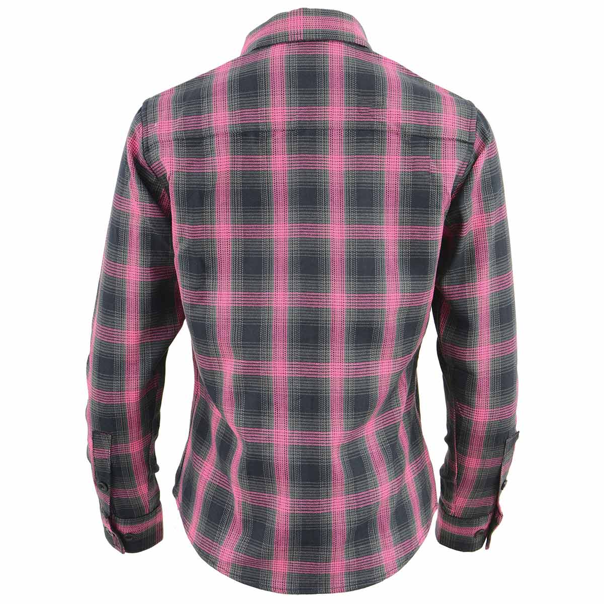 Milwaukee Leather MNG21604 Women's Casual Black with Pink Long Sleeve Casual Cotton Flannel Shirt - Image 16