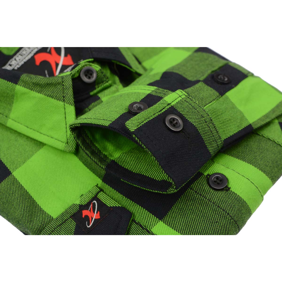 Milwaukee Leather MNG21606 Women's Lime Green and Black Long Sleeve Cotton Casual Flannel Shirt - Image 12