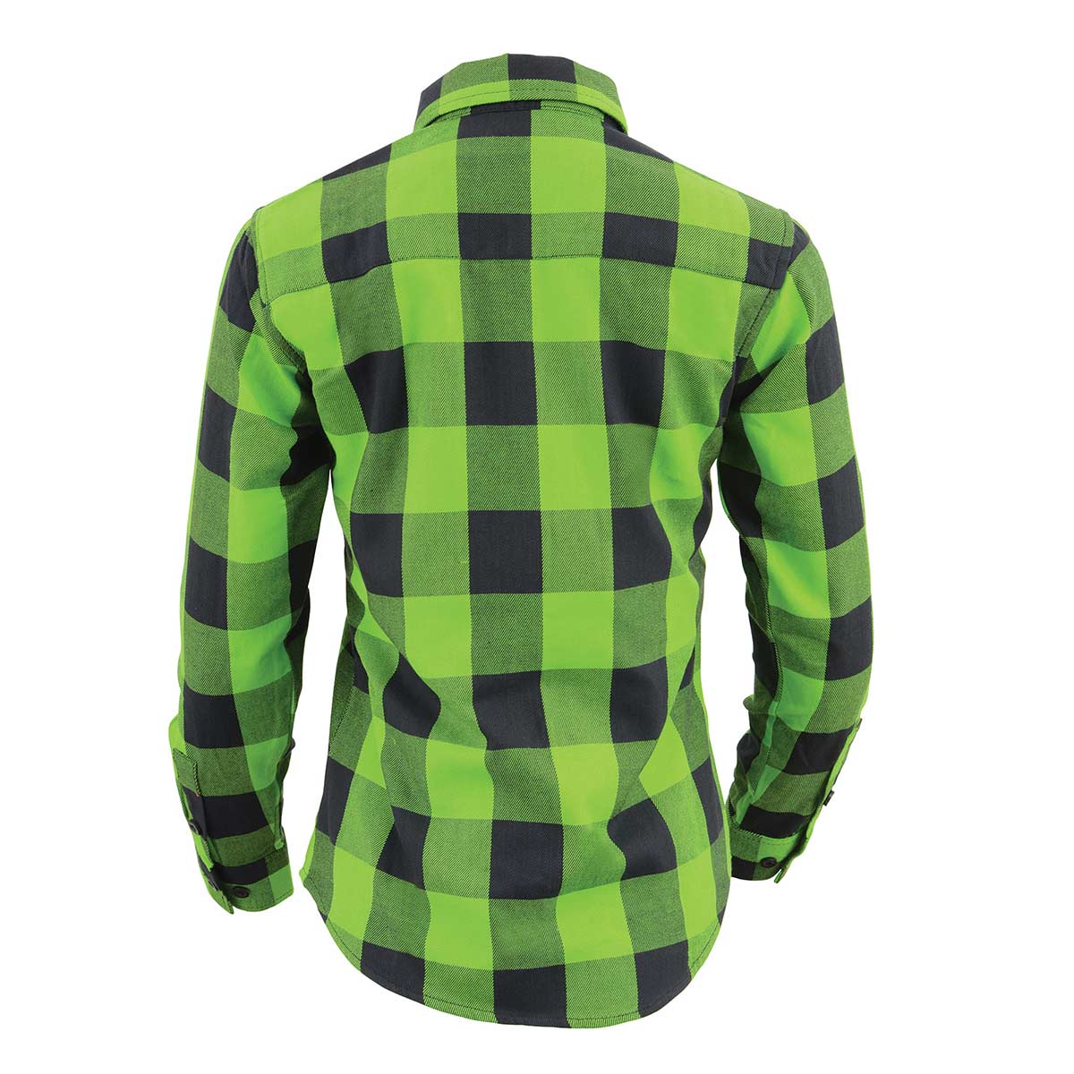 Milwaukee Leather MNG21606 Women's Lime Green and Black Long Sleeve Cotton Casual Flannel Shirt - Image 2