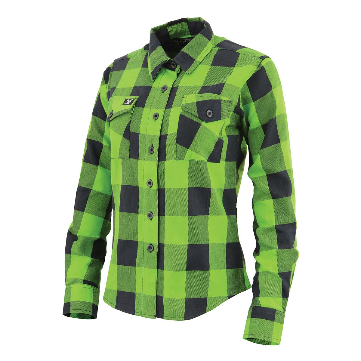 Milwaukee Leather MNG21606 Women's Lime Green and Black Long Sleeve Cotton Casual Flannel Shirt - Image 4
