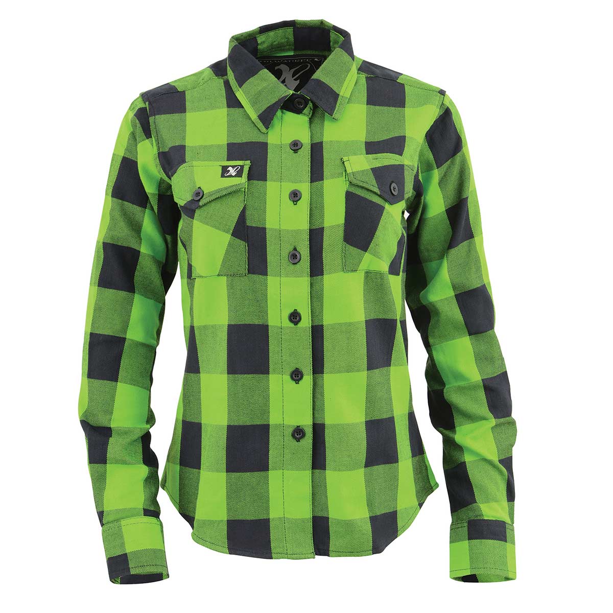Milwaukee Leather MNG21606 Women's Lime Green and Black Long Sleeve Cotton Casual Flannel Shirt - Image 5