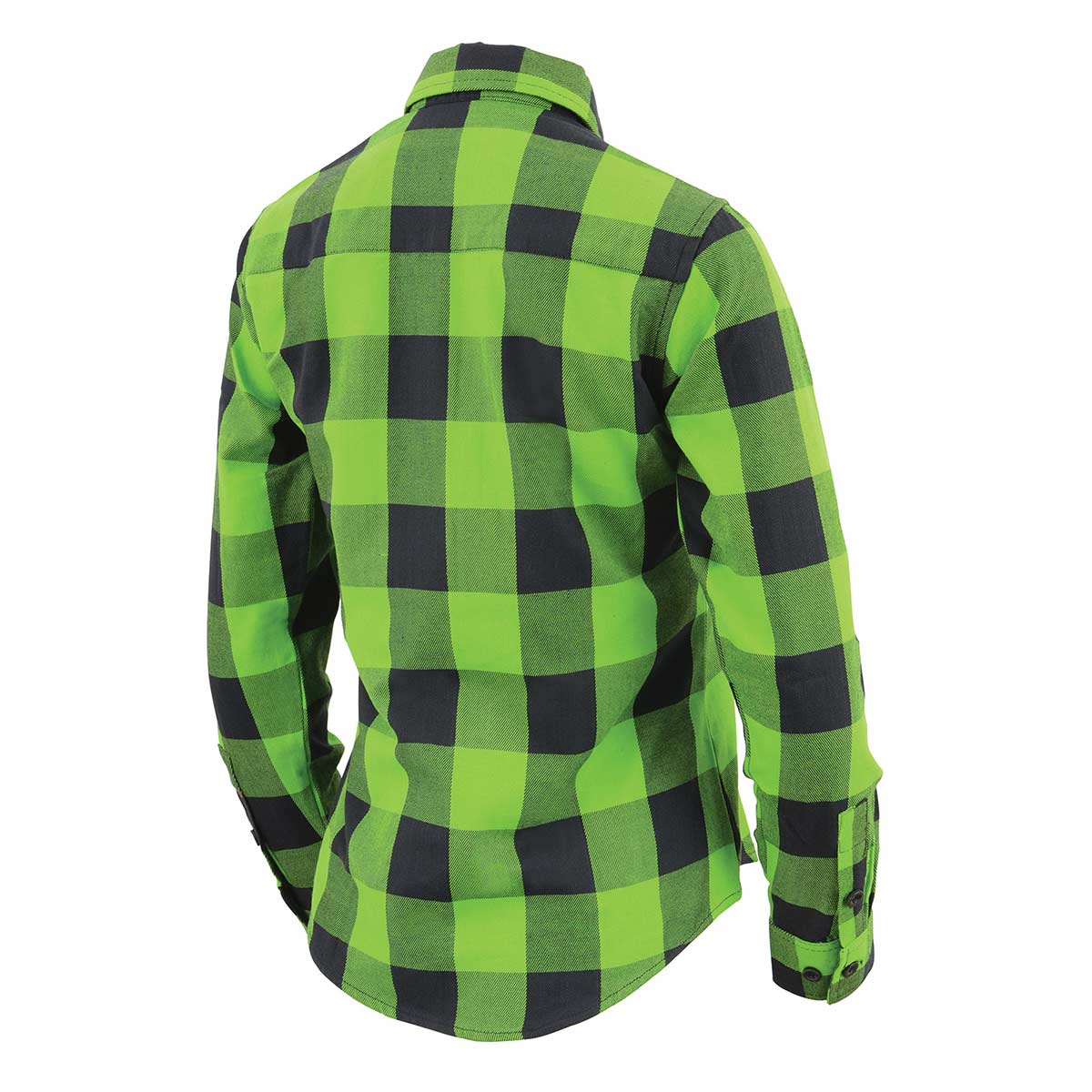 Milwaukee Leather MNG21606 Women's Lime Green and Black Long Sleeve Cotton Casual Flannel Shirt - Image 6