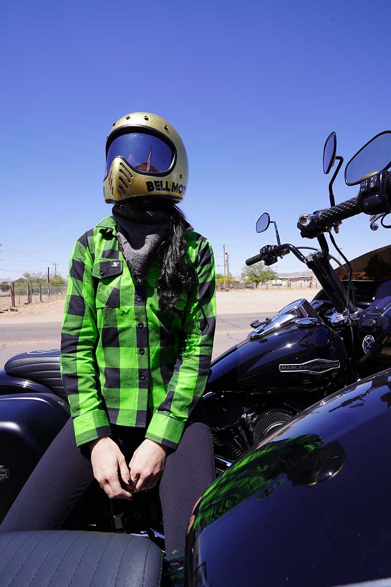 Milwaukee Leather MNG21606 Women's Lime Green and Black Long Sleeve Cotton Casual Flannel Shirt - Image 8