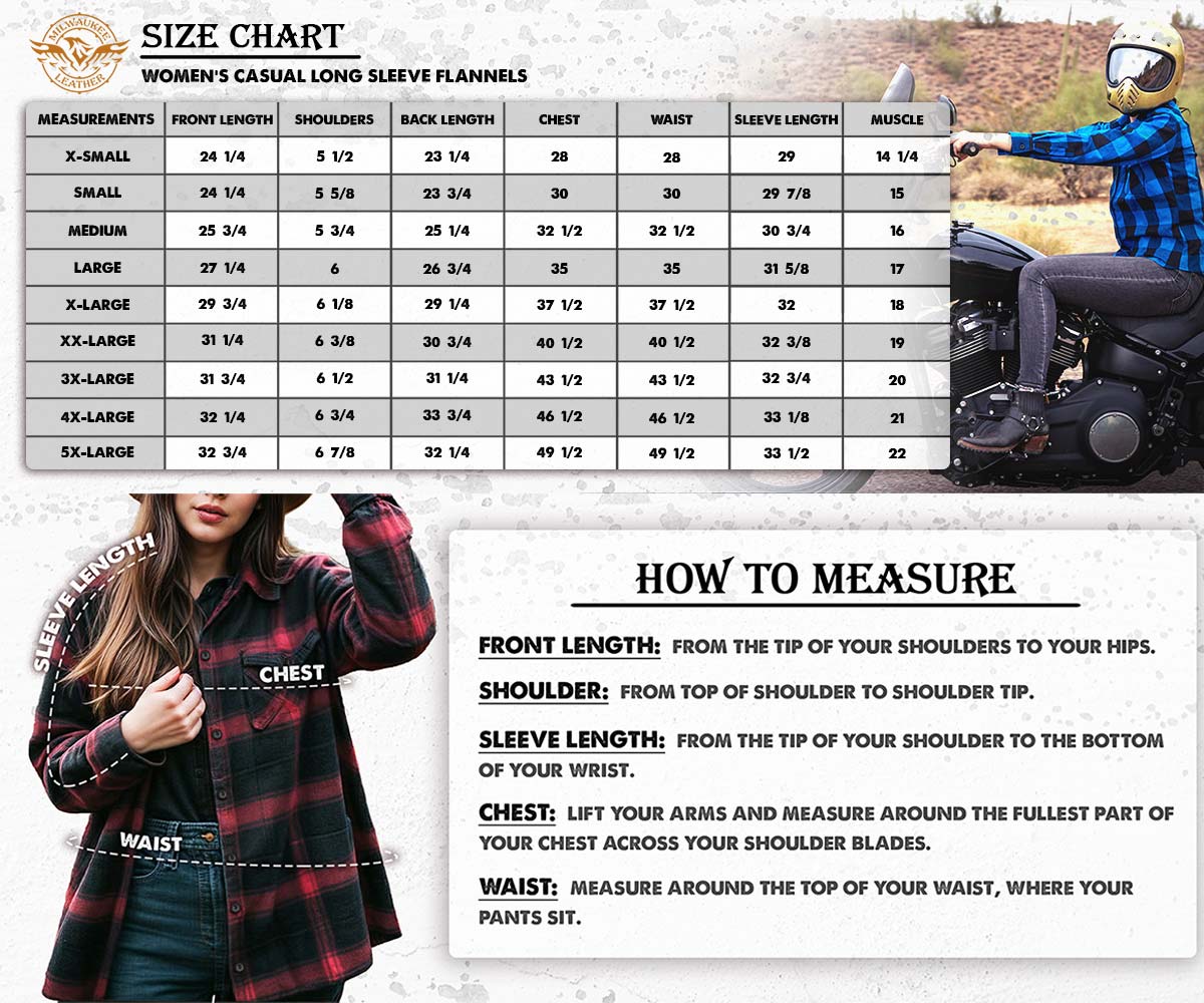 Milwaukee Leather MNG21607 Women's Casual Red and Black Long Sleeve Cotton Casual Flannel Shirt - Image 3