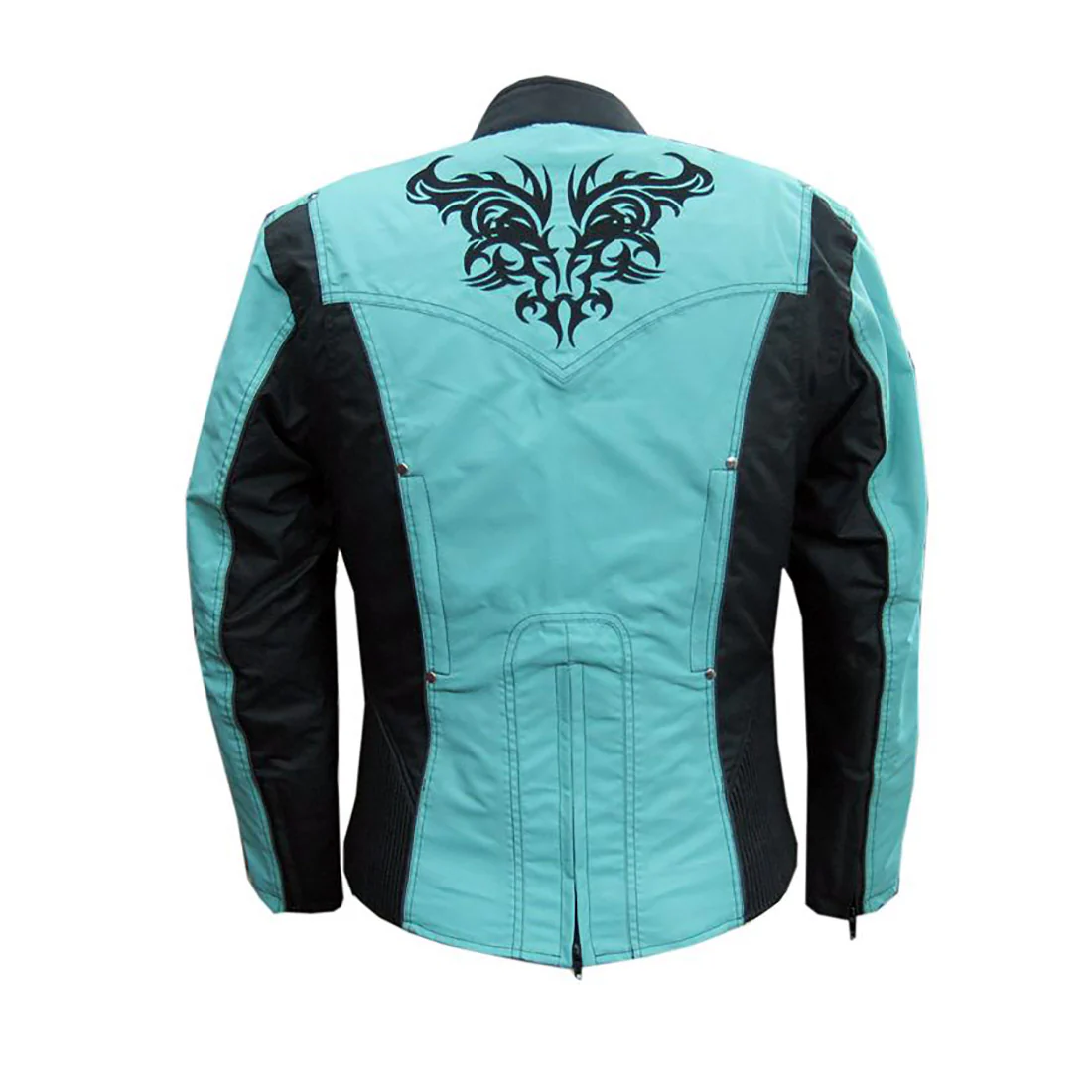 NexGen SH2367 Women's Turquoise and Black Textile Jacket with Embroidery Artwork - Image 2