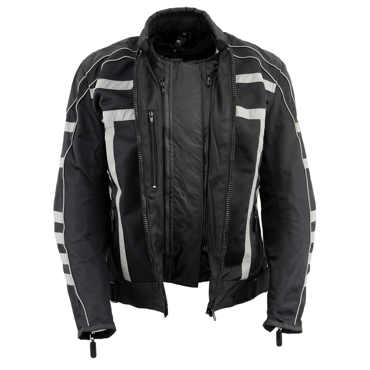 NexGen SH2376 Women's Black and Grey Nylon with Mesh Armored Racer Jacket with Built in Rain Jacket - Image 5