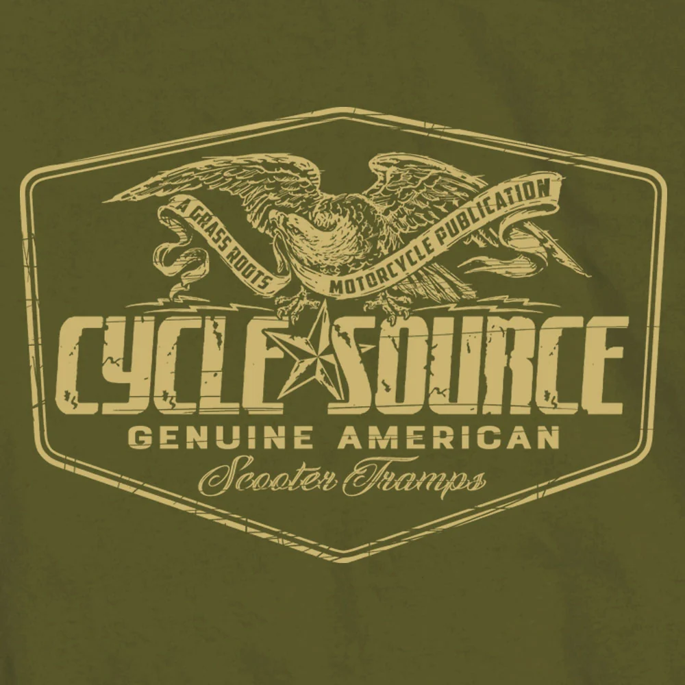 Official Cycle Source Magazine CSM1007 Men’s Eagle Military Green T-Shirt - Image 2