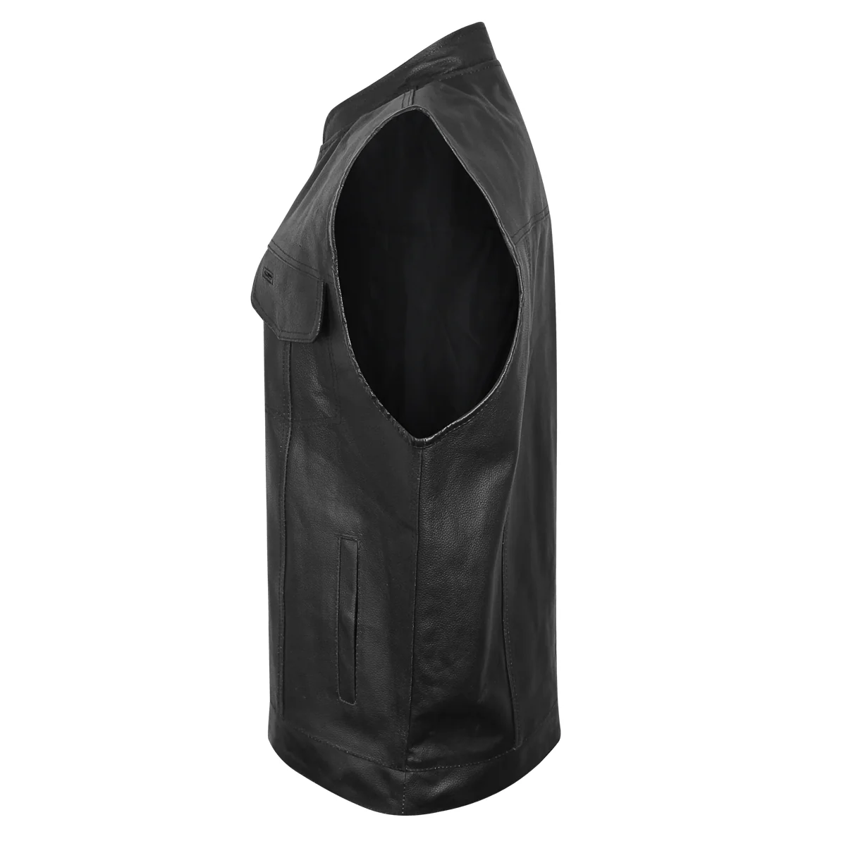 USA Leather 1205 Men's Black 'Combat Style' Motorcycle Biker Leather Vest - Image 7