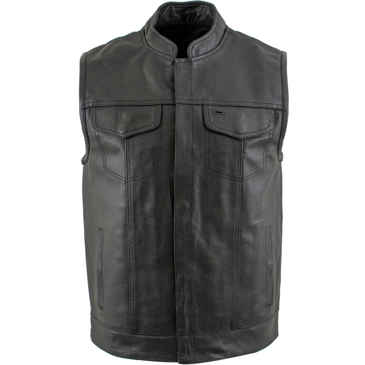 USA Leather 1205 Men's Black 'Combat Style' Motorcycle Biker Leather Vest - Image 8