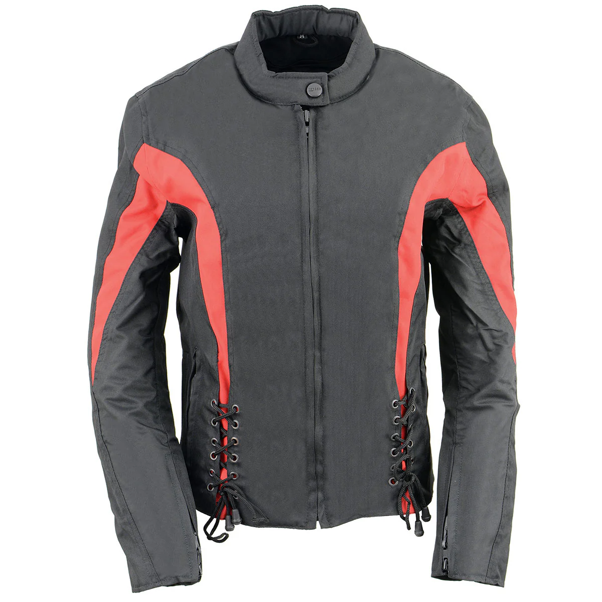 Nexgen SH2188 Women's Black and Red Textile Motorcycle Riding Jacket with Side Stretch and Lacing - Image 6