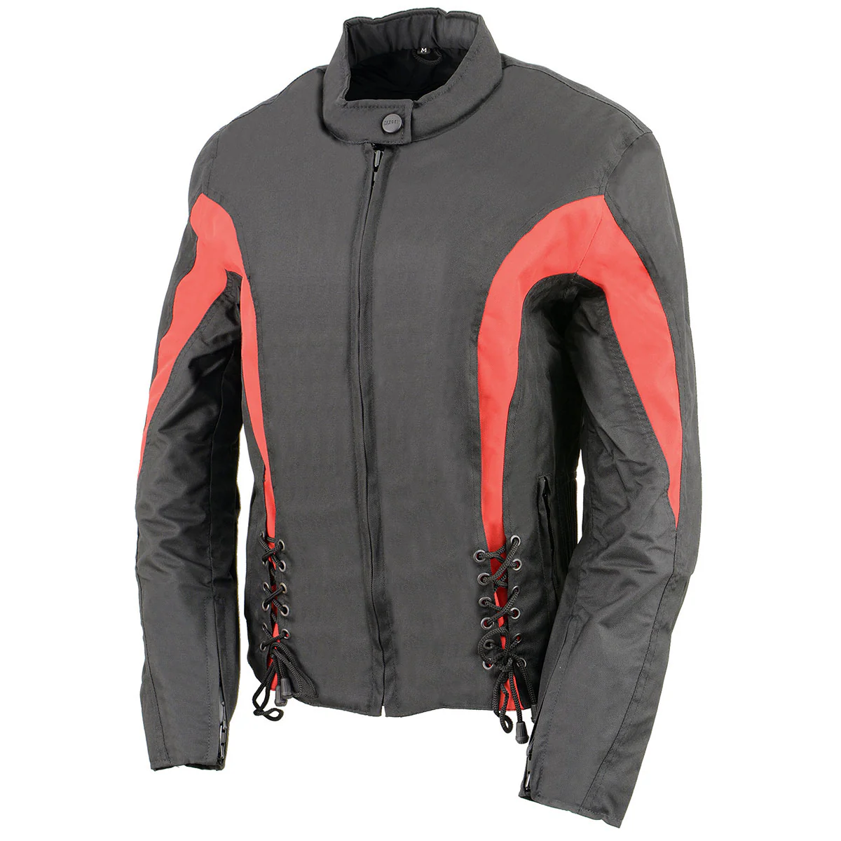 Nexgen SH2188 Women's Black and Red Textile Motorcycle Riding Jacket with Side Stretch and Lacing - Image 7
