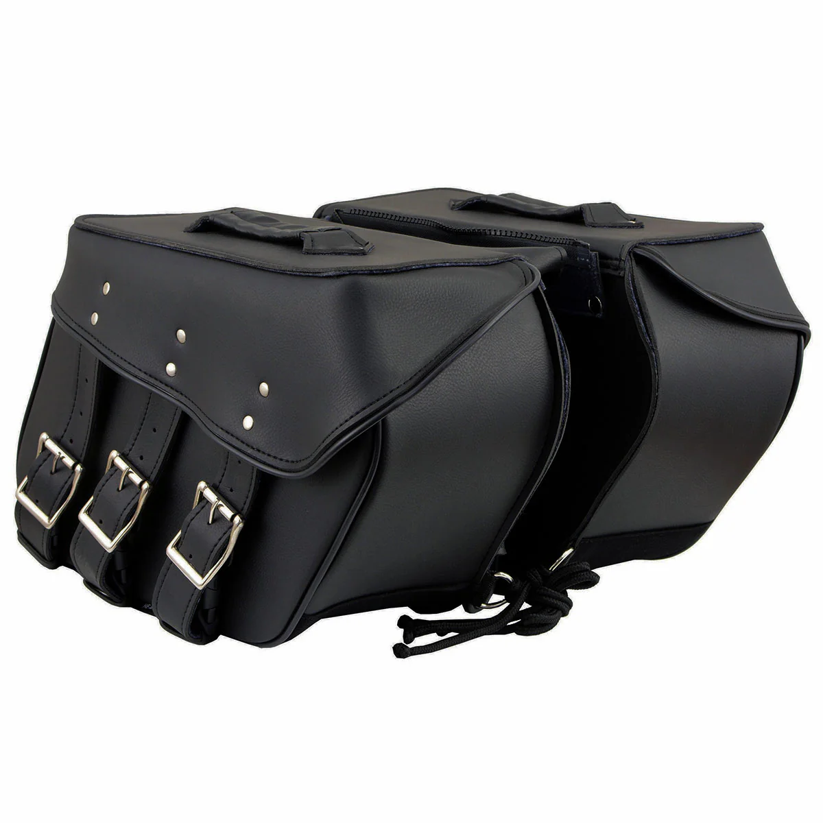 Milwaukee Leather SH55103ZB Zip Off Black Plain PVC Three Strap Motorcycle Saddlebags - Image 10