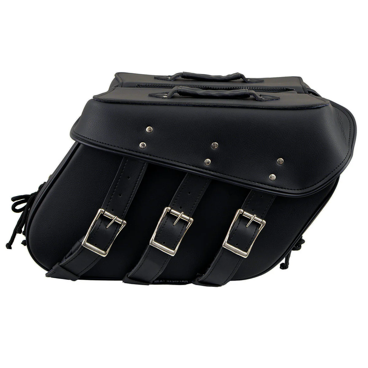Milwaukee Leather SH55103ZB Zip Off Black Plain PVC Three Strap Motorcycle Saddlebags - Image 2