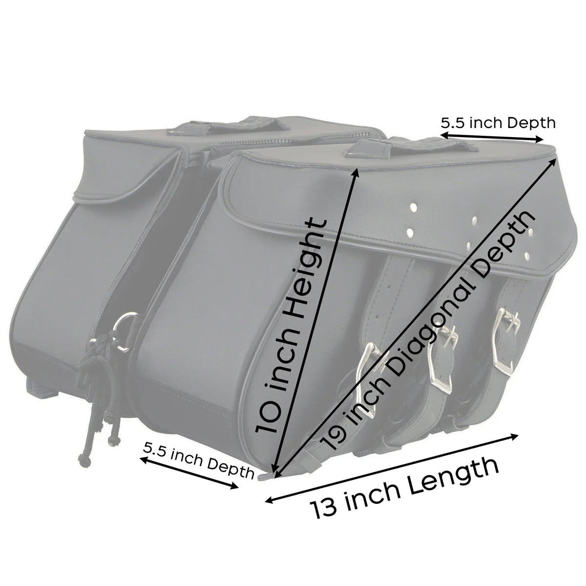 Milwaukee Leather SH55103ZB Zip Off Black Plain PVC Three Strap Motorcycle Saddlebags - Image 3