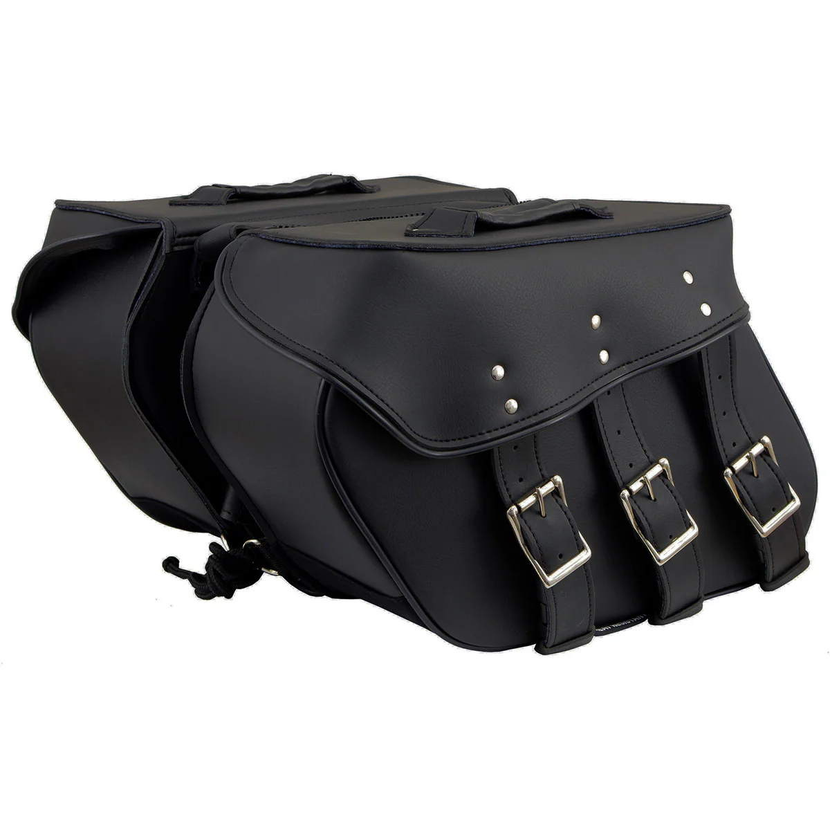 Milwaukee Leather SH55103ZB Zip Off Black Plain PVC Three Strap Motorcycle Saddlebags - Image 6