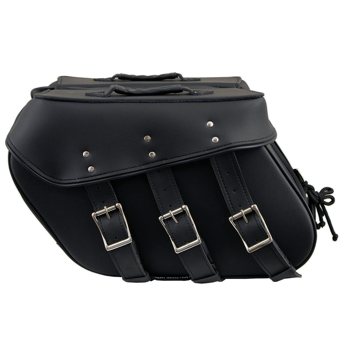 Milwaukee Leather SH55103ZB Zip Off Black Plain PVC Three Strap Motorcycle Saddlebags - Image 7