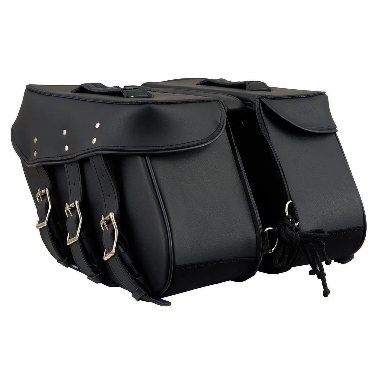 Milwaukee Leather SH55103ZB Zip Off Black Plain PVC Three Strap Motorcycle Saddlebags - Image 8
