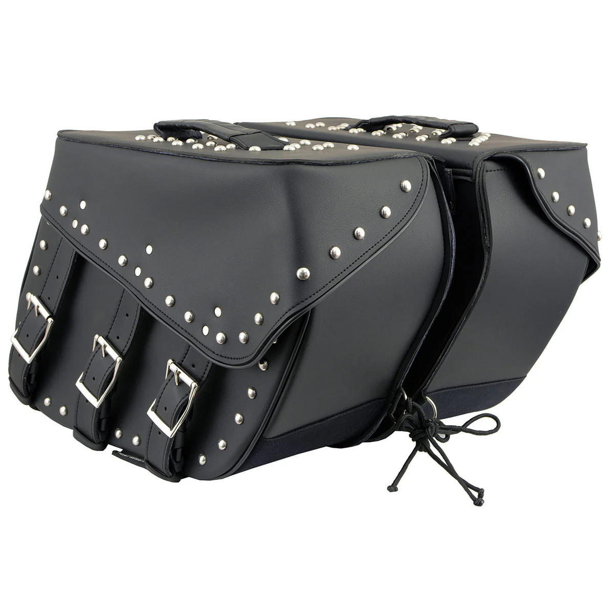 Milwaukee Leather SH551ZB Black PVC Zip Off Chrome Studded Motorcycle Saddlebag - Image 6