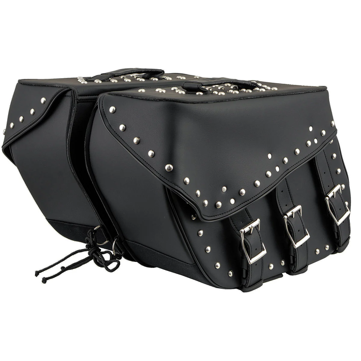 Milwaukee Leather SH551ZB Black PVC Zip Off Chrome Studded Motorcycle Saddlebag - Image 8