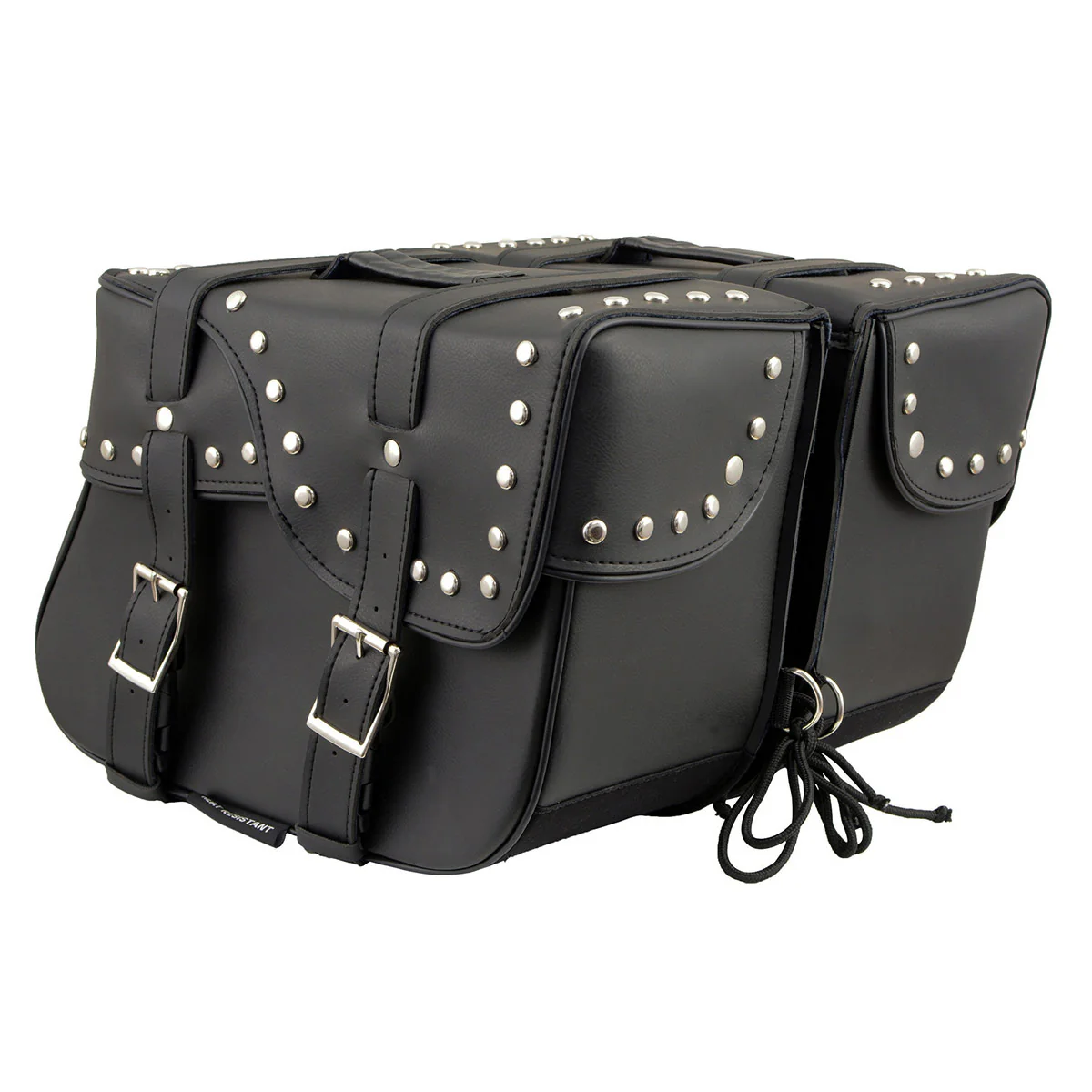 Milwaukee Leather SH645ZB Black 2-Strap PVC Zip Off Throw Over Motorcycle Saddlebags with Chrome Studs - Image 3