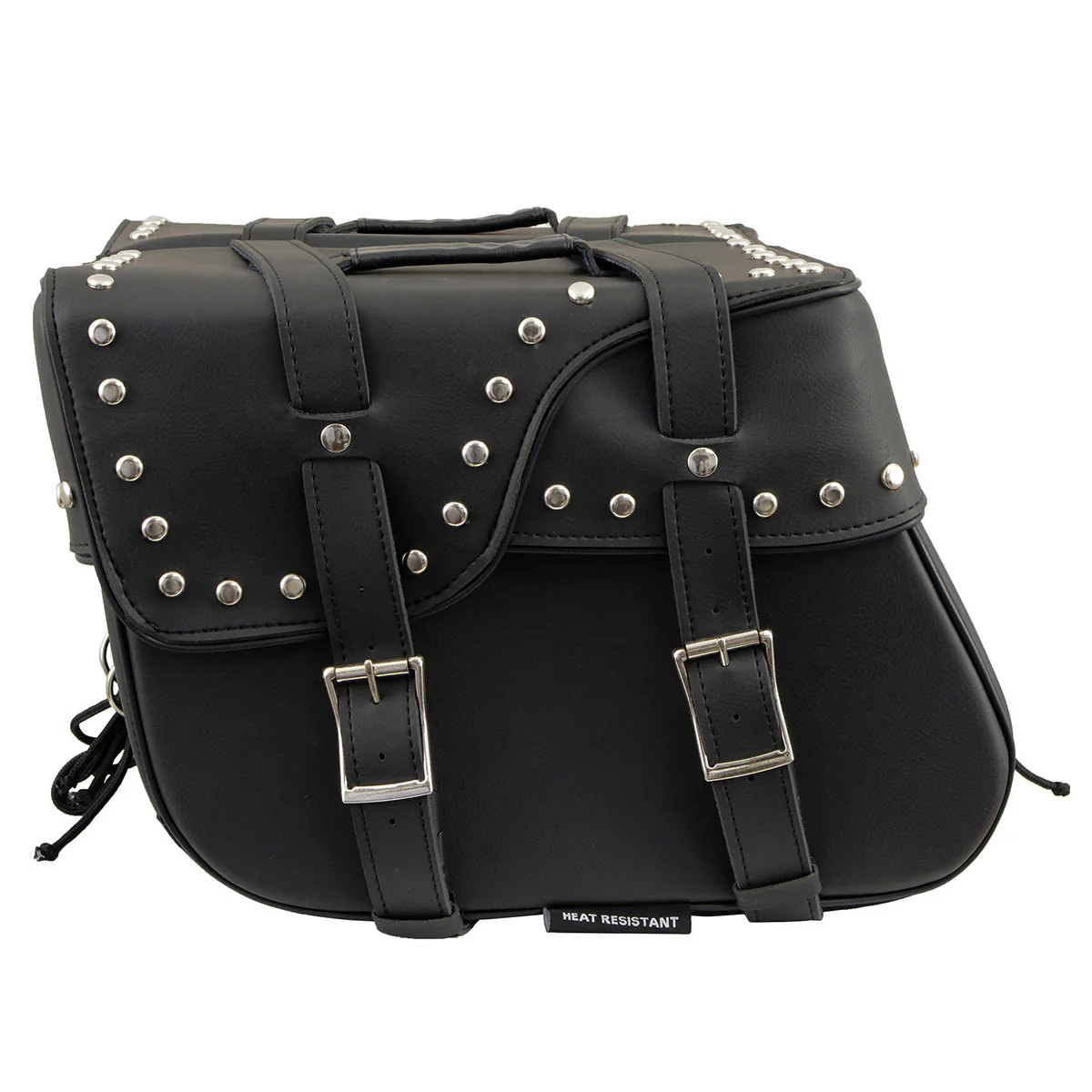 Milwaukee Leather SH645ZB Black 2-Strap PVC Zip Off Throw Over Motorcycle Saddlebags with Chrome Studs - Image 4