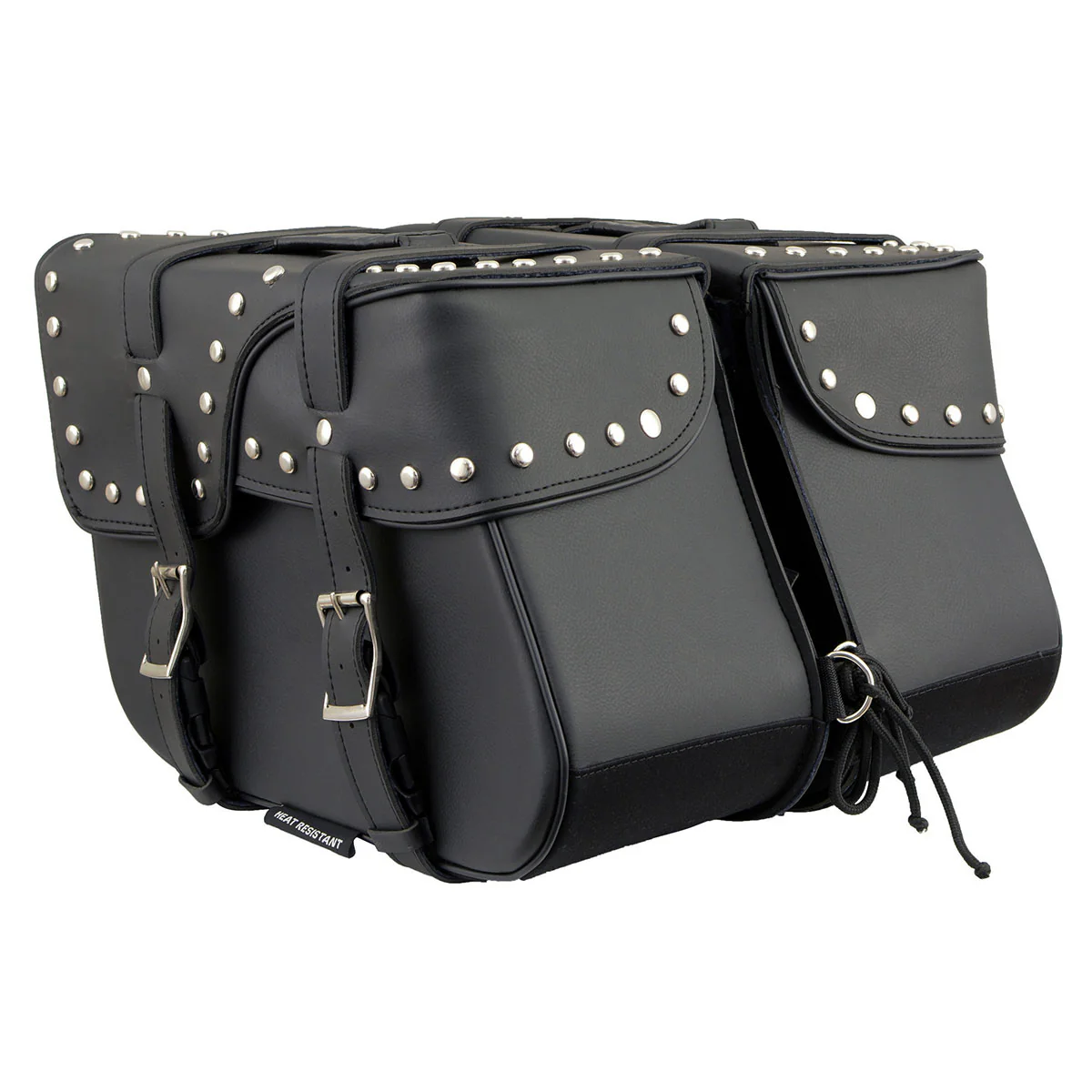 Milwaukee Leather SH645ZB Black 2-Strap PVC Zip Off Throw Over Motorcycle Saddlebags with Chrome Studs - Image 5