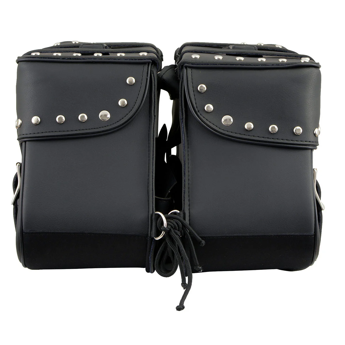 Milwaukee Leather SH645ZB Black 2-Strap PVC Zip Off Throw Over Motorcycle Saddlebags with Chrome Studs - Image 6