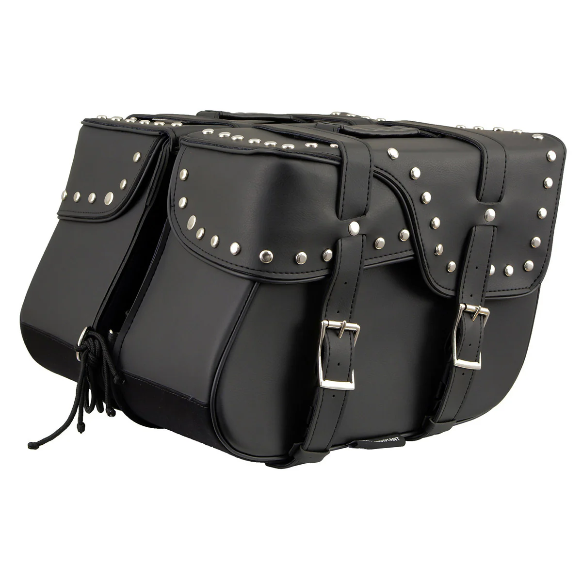 Milwaukee Leather SH645ZB Black 2-Strap PVC Zip Off Throw Over Motorcycle Saddlebags with Chrome Studs - Image 7