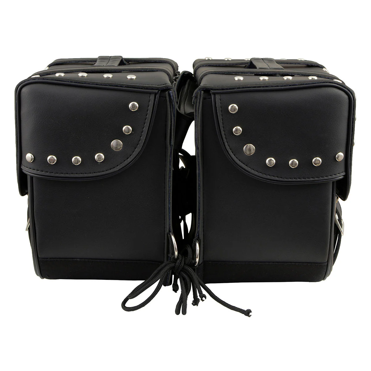 Milwaukee Leather SH645ZB Black 2-Strap PVC Zip Off Throw Over Motorcycle Saddlebags with Chrome Studs - Image 8