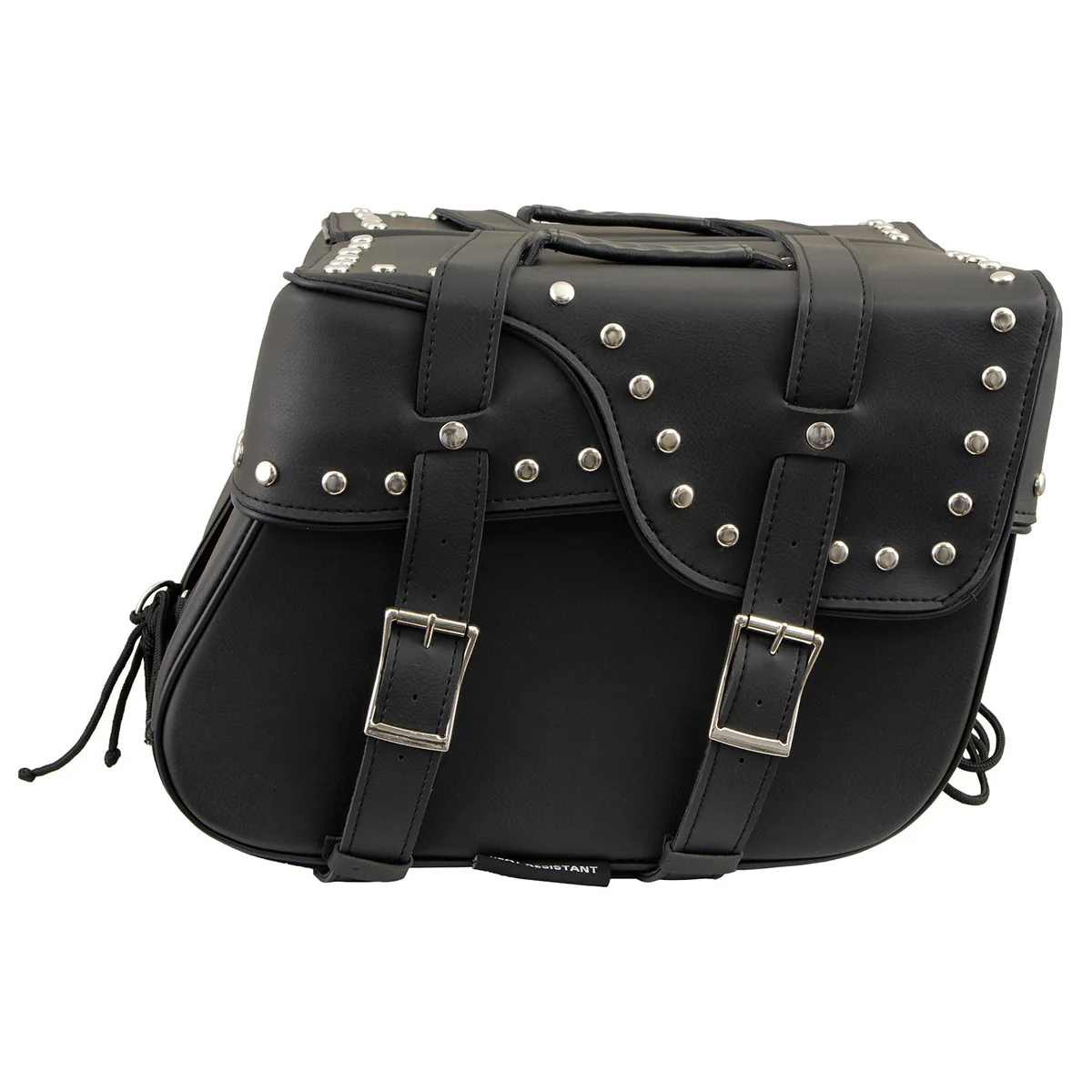 Milwaukee Leather SH645ZB Black 2-Strap PVC Zip Off Throw Over Motorcycle Saddlebags with Chrome Studs - Image 9