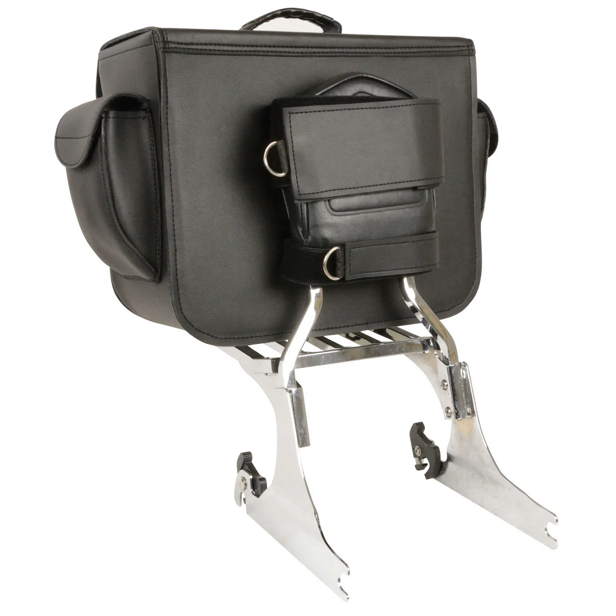 Milwaukee Leather SH583 Large Black PVC Motorcycle Sissy Bar Bag with Carrying Handle - Image 2