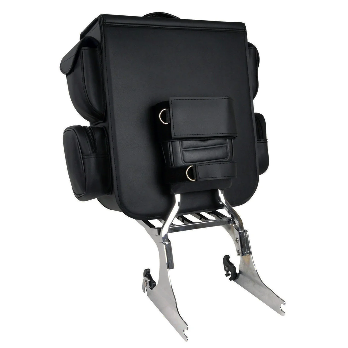 Milwaukee Leather SH584 Large Black PVC Motorcycle Sissy Bar Bag with 5 Bonus Pockets - Image 2