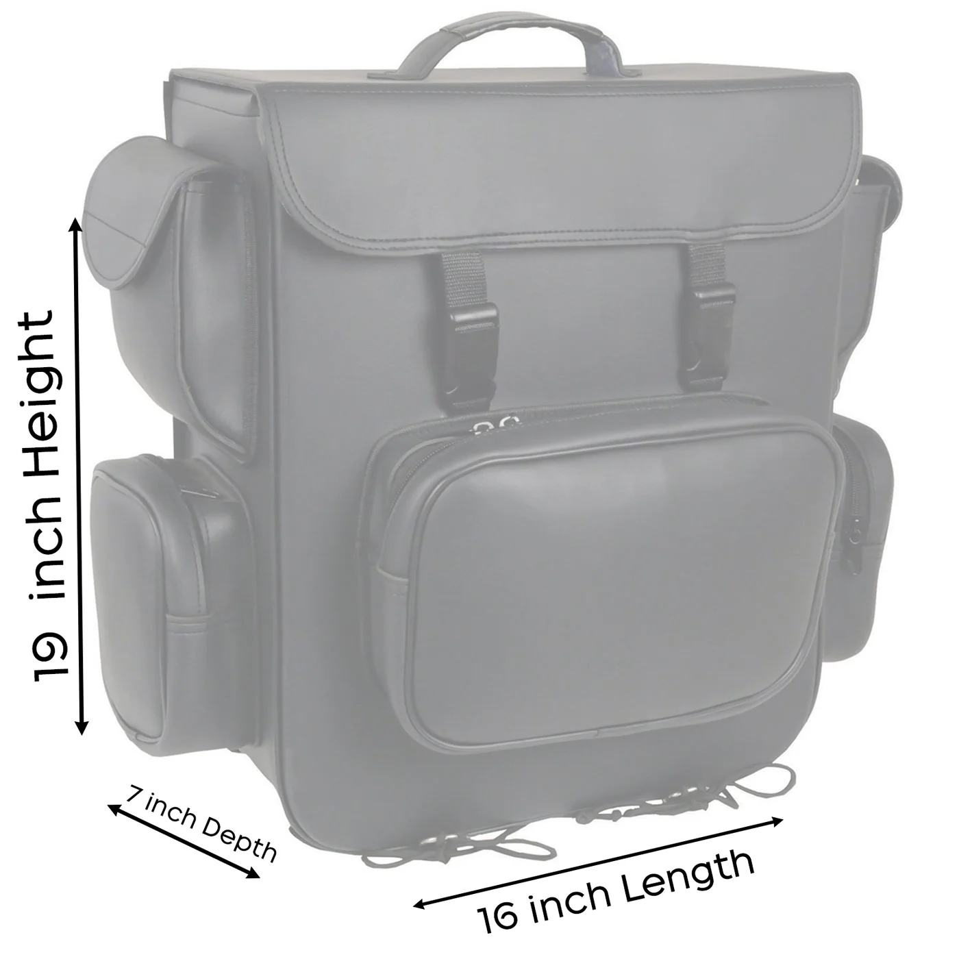 Milwaukee Leather SH584 Large Black PVC Motorcycle Sissy Bar Bag with 5 Bonus Pockets - Image 3