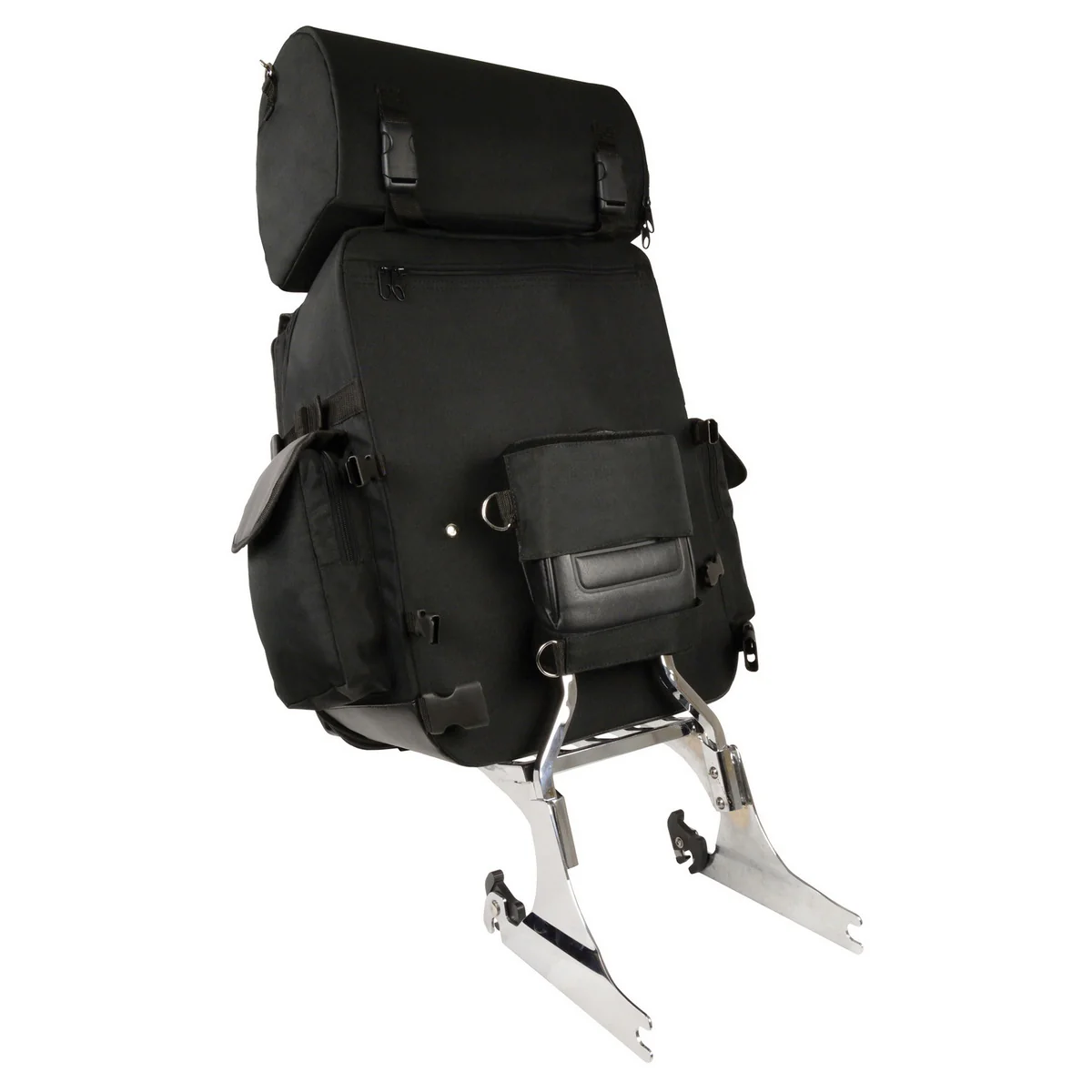 Milwaukee Leather SH606 Large Black Textile 2-Piece Motorcycle Sissy Bar Bag with Briefcase Pockets - Image 2