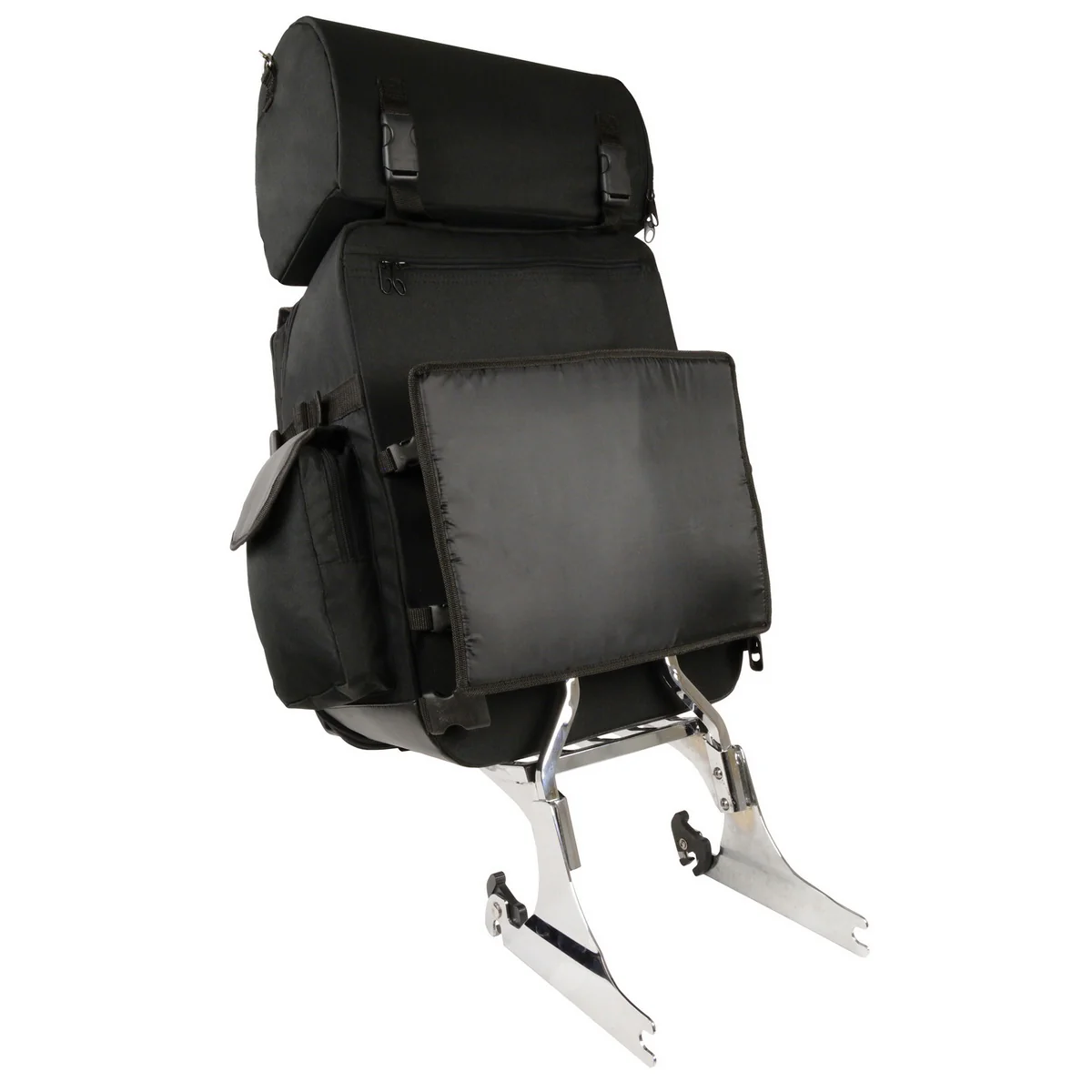 Milwaukee Leather SH606 Large Black Textile 2-Piece Motorcycle Sissy Bar Bag with Briefcase Pockets - Image 3