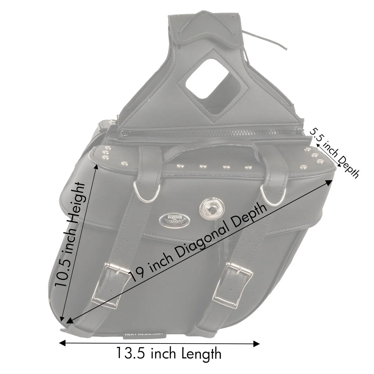 Milwaukee Leather SH629ZB Black Zip-Off PVC Motorcycle Throw Over Saddlebags with Rivets - Image 4