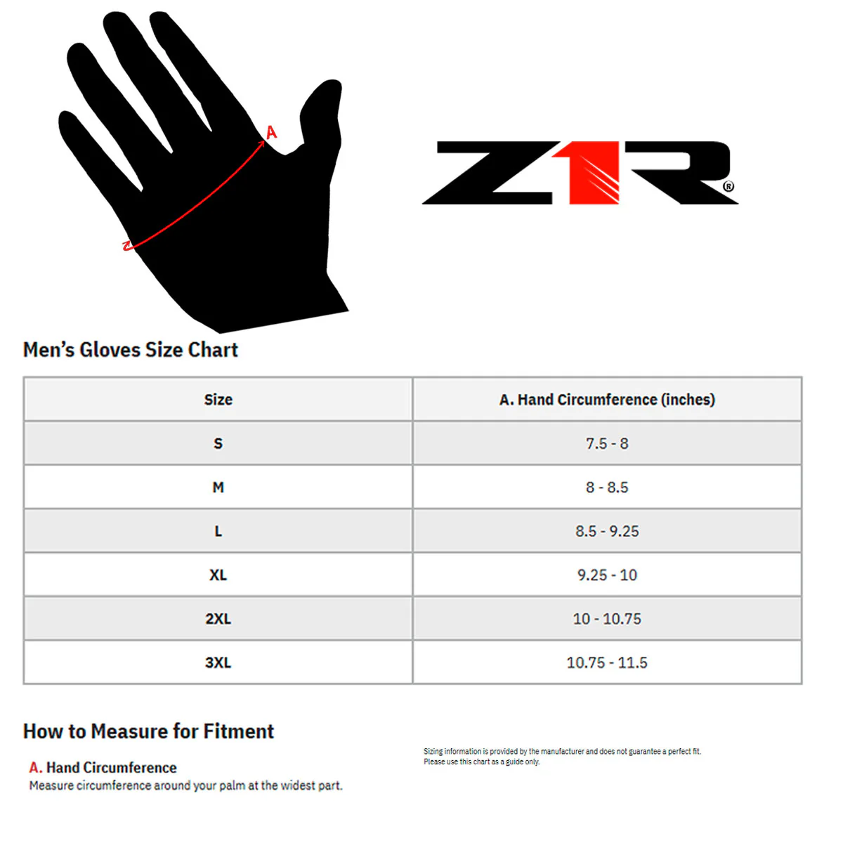 Z1R Men's Black Premium Deerskin Leather Motorcycle Riders Gloves w/ Cinch Wrist Closure - Image 3