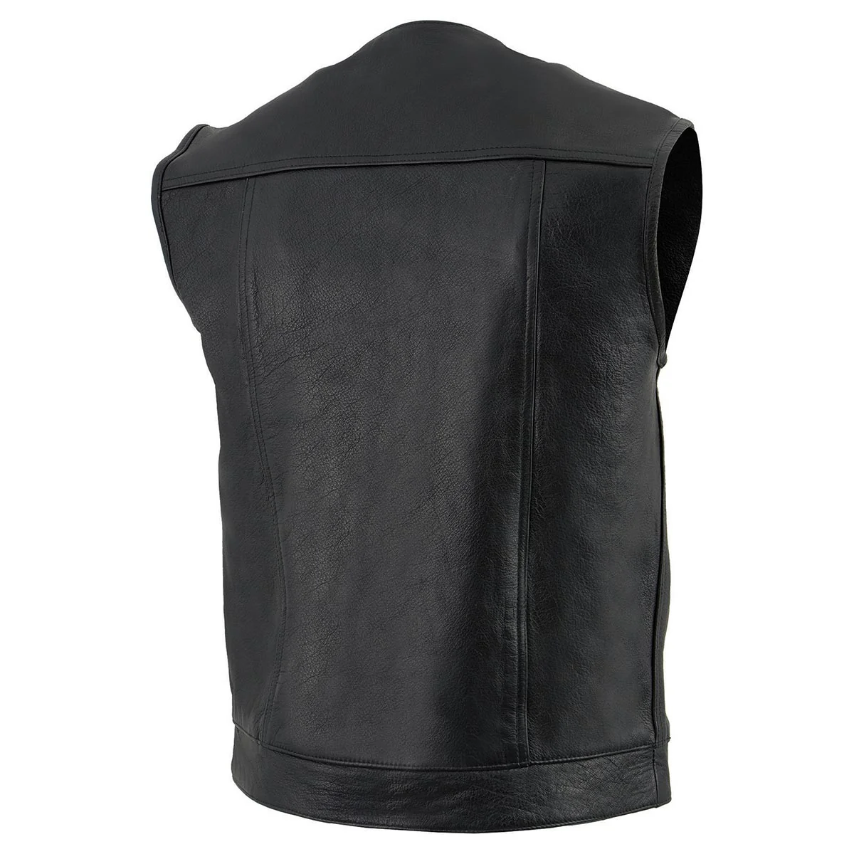 Z1R3721 Men’s ’338’ Black Collarless Motorcycle Leather Vest - Image 5