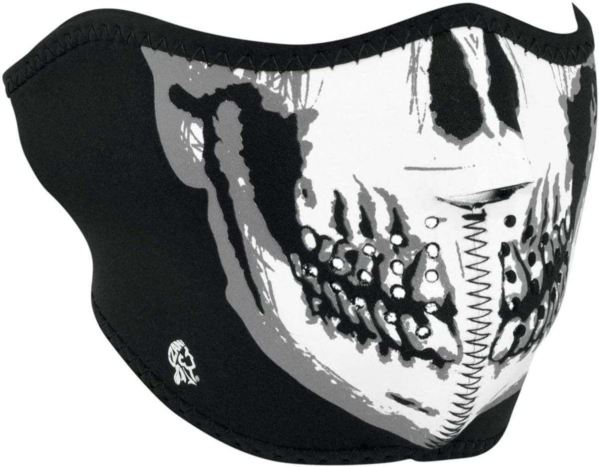 Zanheadgear WNFM002H White and Black Neoprene Skull Half Face Mask Design - Image 3