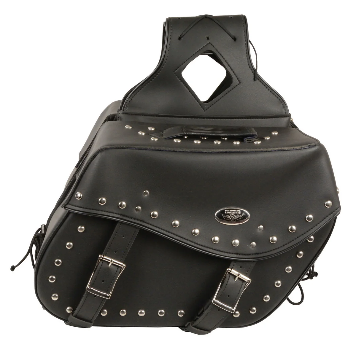 Milwaukee Leather SH553ZB Black Large Zip-Off PVC Studded Throw Over Saddlebags - Image 2