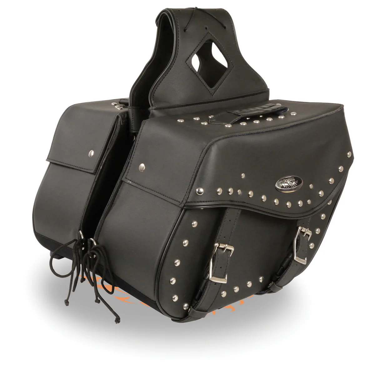 Milwaukee Leather SH553ZB Black Large Zip-Off PVC Studded Throw Over Saddlebags - Image 3