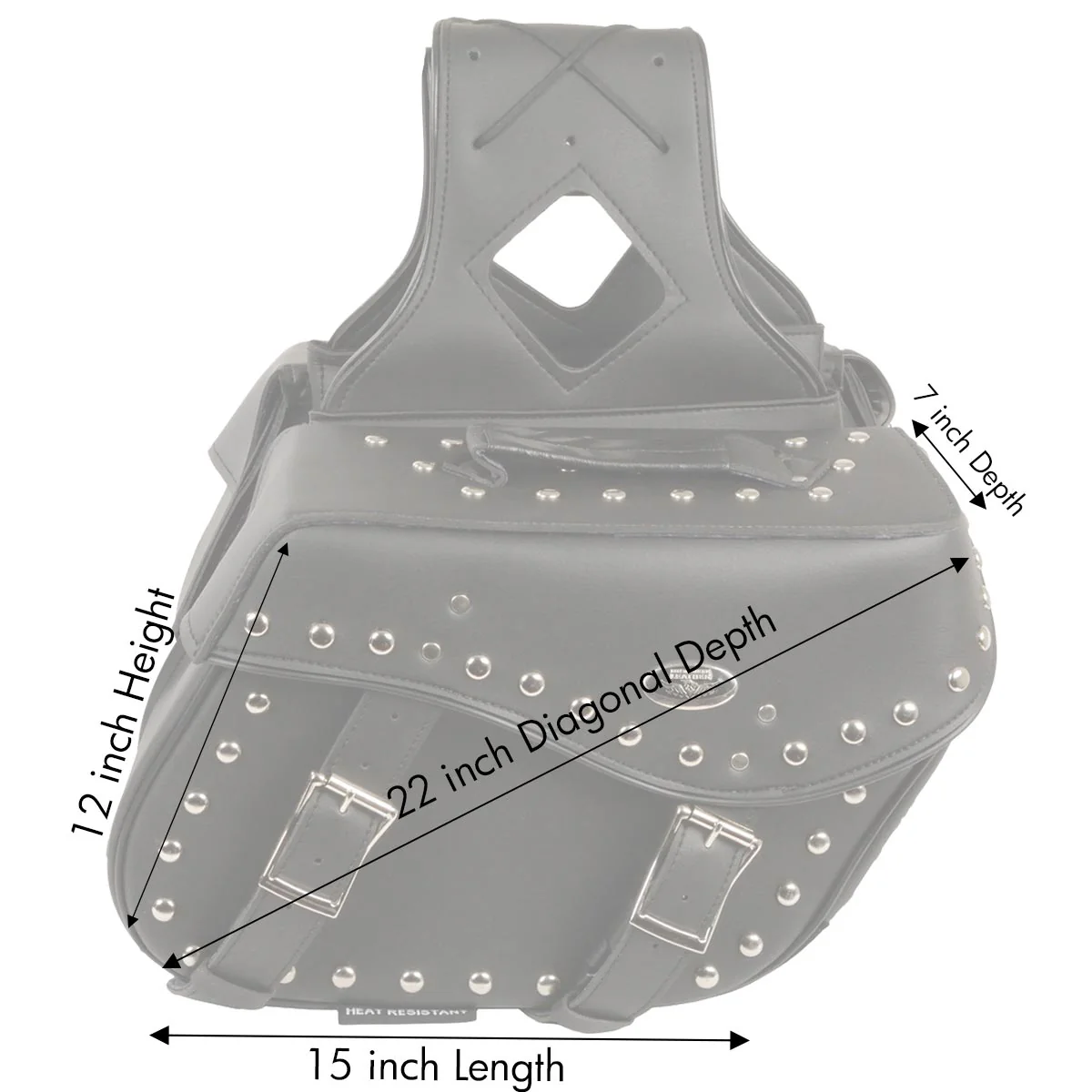 Milwaukee Leather SH553ZB Black Large Zip-Off PVC Studded Throw Over Saddlebags - Image 4