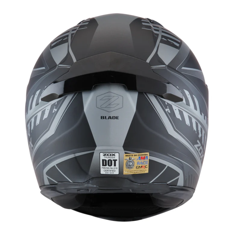ZOX ST-11118 ‘Thunder 2’ Blade Matte Grey and Black Full-Face Motorcycle Helmet - Image 3