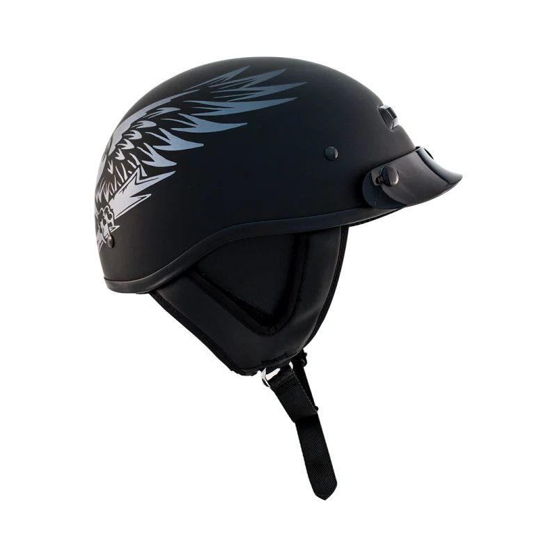 ZOX ST-225B ‘Alto Custom' Eagle Silver Motorcycle Half Helmet - Image 2