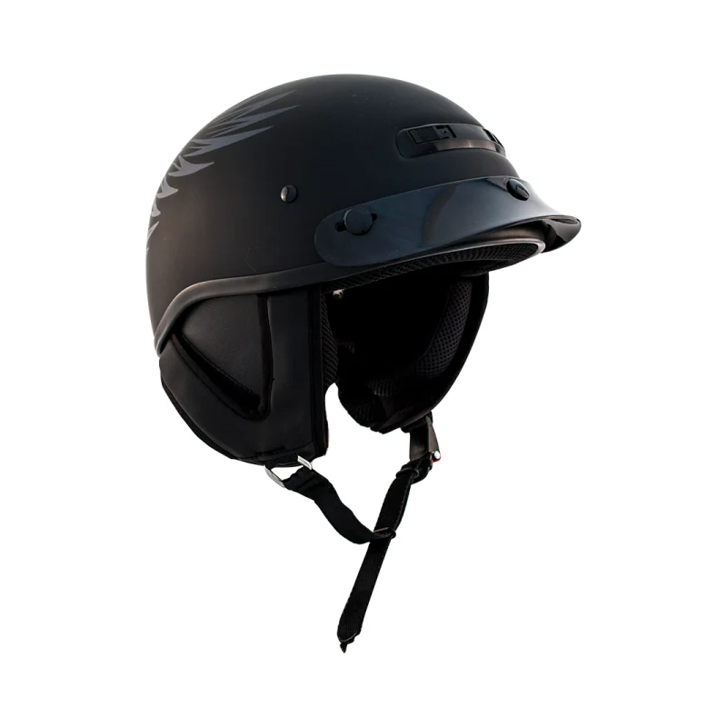 ZOX ST-225B ‘Alto Custom' Eagle Silver Motorcycle Half Helmet - Image 3