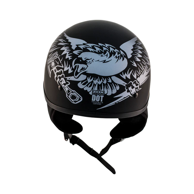 ZOX ST-225B ‘Alto Custom' Eagle Silver Motorcycle Half Helmet - Image 4