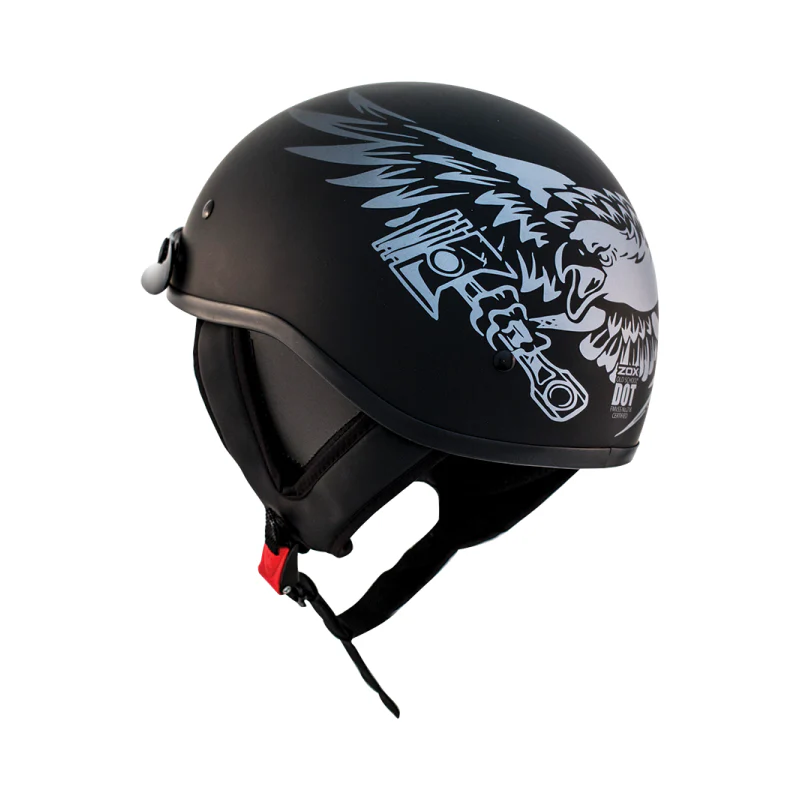 ZOX ST-225B ‘Alto Custom' Eagle Silver Motorcycle Half Helmet - Image 5
